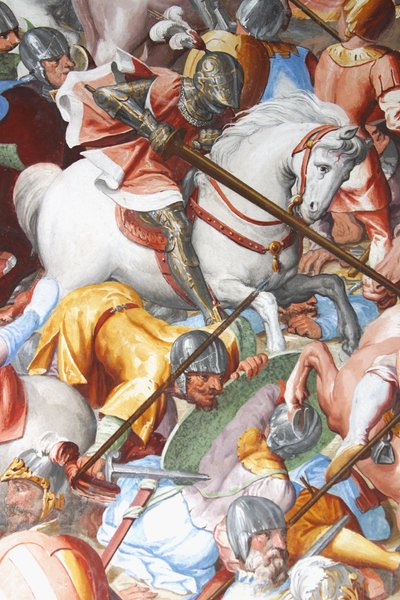 Scena di battaglia, (dettaglio) dagli affreschi nella Sala delle Battaglie da Jean Le and workshop Noir
