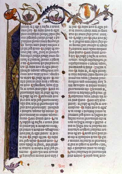 Pagina della Bibbia 36 righe di Gutenberg, Magonza da Unbekannter Künstler