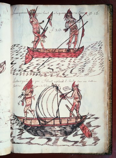 Barche di indiani, pagina dal Codex Canadensis da William M. Timlin