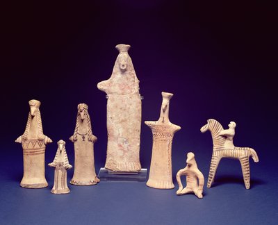 Gruppo Beota: Figure in piedi, accovacciate e un Cavaliere, c.600-550 a.C. da Unbekannt