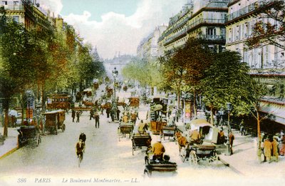 Boulevard Montmartre, Parigi, c. 1900 da Unbekannter Künstler