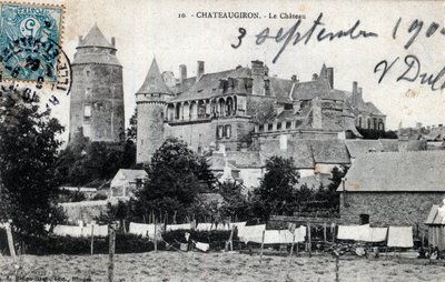 Bretagna, Ille et Vilaine (35), Chateaugiron: vista esterna del castello - Cartolina datata 1904 da Unbekannt
