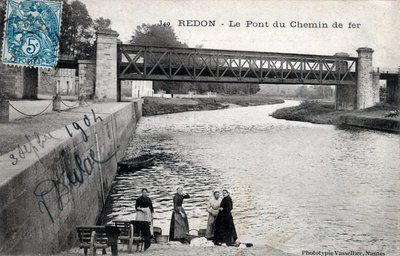 Bretagna, Ille et Vilaine (35), Redon: il ponte ferroviario - Cartolina datata 1904 da Unbekannt