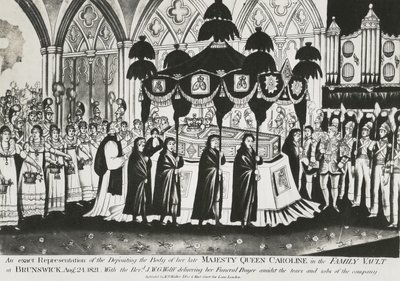 Sepoltura del corpo della regina Carolina nella cripta di famiglia nella cattedrale di Brunswick da Unbekannt