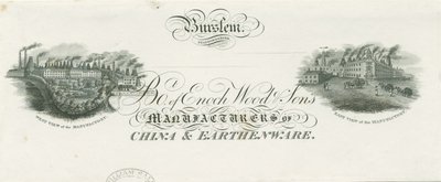 Burslem - Intestazione della fattura di Enoch Wood & Sons: incisione, nd [?19th cent] da Unbekannt