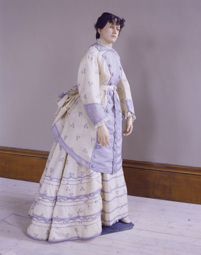 Vestito a busto di alpaca stampato a trama, c.1872-4 da Unbekannt