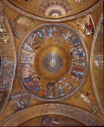 Architettura bizantina: vista della cupola con mosaici su sfondo dorato da Unbekannt