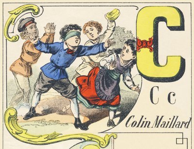 C : colin-maillard - Alfabeto dei Giochi, c.1890 (illustrazione) da Unbekannt