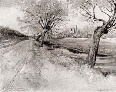 Cattedrale di Canterbury, da sud-ovest, al tramonto, da The Century Magazine, pubblicato nel 1887 (incisione) da Unbekannt