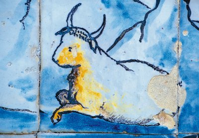 Bovini, azulejos, Palazzo dei Marchesi di Fronteira, Lisbona, Portogallo (dettaglio) da Benjamin Baud