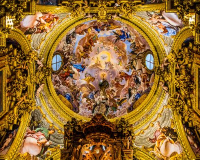 Dipinto sul soffitto, Sacrestia, Monastero Certosino La Cartuja, Granada, Andalusia, Spagna, Europa da Unbekannter Künstler