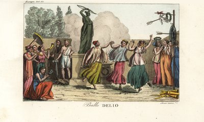 Danza cerimoniale per Artemide o Diana la Cacciatrice in una foresta sacra sull