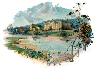 Chatsworth dal Derwent da Unbekannter Künstler
