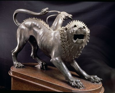 Chimera di Arezzo o la Chimera ferita da Bellerofonte, etrusca, 380-360 a.C. (bronzo) da Unbekannt