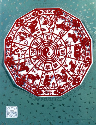 Zodiaco cinese. Ritaglio di carta da Unbekannter Künstler