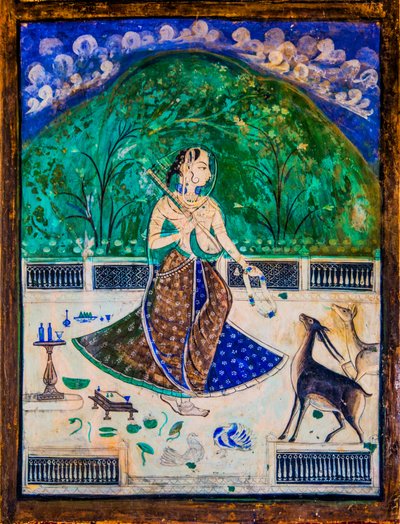 Cortile di Chittra Shala con dipinti virtuosi, Forte di Taragarh, Bundi, Rajasthan, India, Asia da Unbekannter Künstler