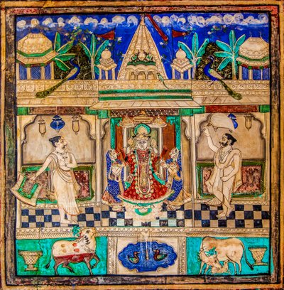 Cortile Chittra Shala con dipinti virtuosi, Forte di Taragarh, Bundi, Rajasthan, India, Asia da Unbekannter Künstler
