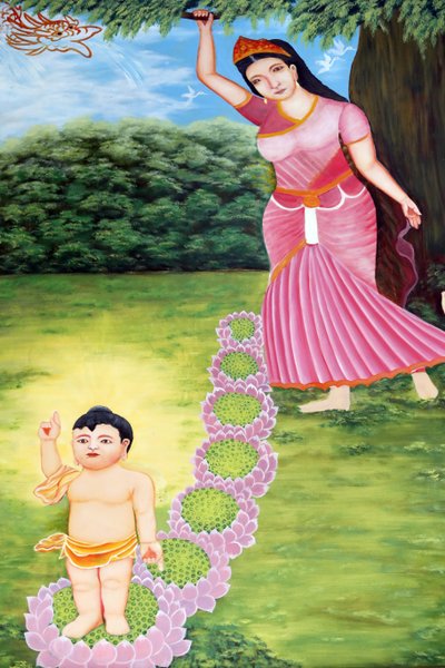 Tempio buddista Chua Tu Quang. Principe Siddhartha Gautama, Buddha da bambino. Si dice che il bambino sia nato completamente sveglio. Poteva parlare e disse a sua madre che era venuto per liberare tutta l