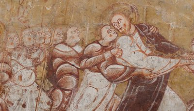 Chiesa (Église Saint-Martin). Interno. Affreschi. Parete nord del coro. Dettaglio. Arresto di Cristo. XII secolo. da Unbekannt