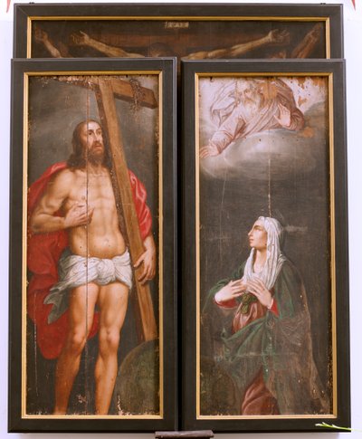 Chiesa (Eglise Saint-martin). Interno. Trittico. La Crocifissione. da Unbekannter Künstler