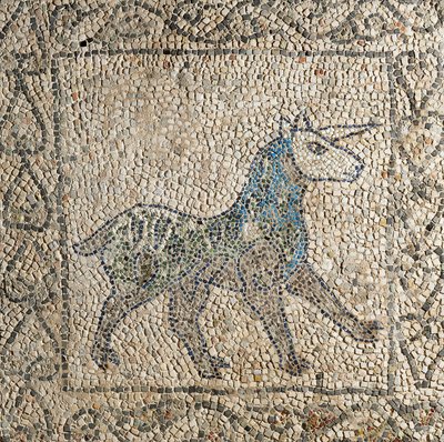 Chiesa di San Giovanni Evangelista, Quarta Crociata, Frammenti di pavimenti a mosaico che rappresentano un unicorno, Ravenna, Emilia-Romagna, Italia da Benjamin Baud