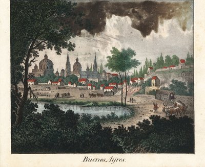 Veduta della città di Buenos Aires (Argentina). Litografia per il libro: “Galerie complete en tableaux fideles des peuples d