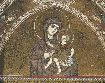 Primo piano di un murale della Vergine Maria, Monreale, Sicilia, Italia da Benjamin Baud