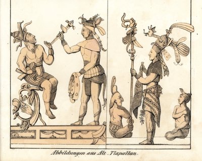 Collezione di disegni di Tlapallan (Messico). Litografia per il libro: “Galerie complete en tableaux fideles des peuples d
