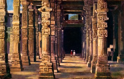 Colonnato con sculture indù, Qutb Minar, inizio XX secolo da Unbekannter Künstler