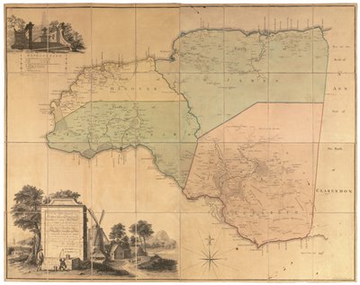 Cornwell dalla mappa dei 3 contee della Giamaica da Unbekannter Künstler