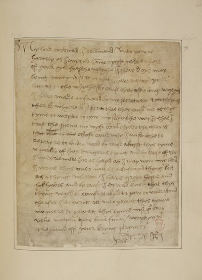 Lettera di Enrico VIII a Thomas Wolsey, giugno 1518 da Unbekannter Künstler