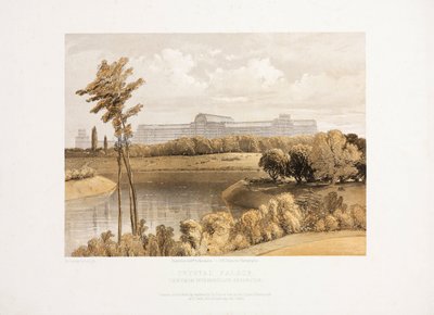 Crystal Palace, Post-Grande Esposizione Il Crystal Palace dal serbatoio intermedio, c 1855 da Unbekannt