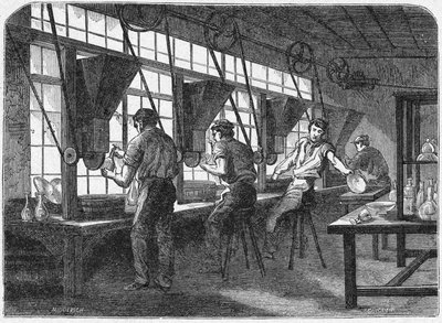 Taglio del cristallo, c.1880 (incisione) da Unbekannter Künstler