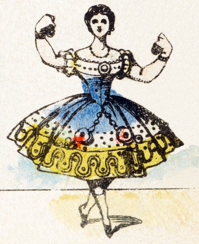 D - Ballerina - Alfabeto - intrattenimento per bambini - Immagine epinal, serie popolare c.1890 (illustrazione) da Unbekannt
