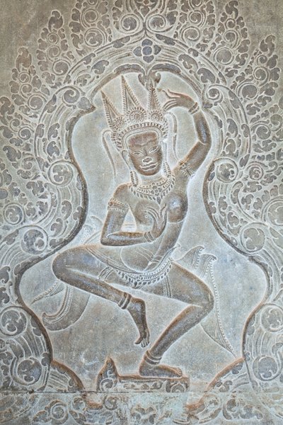 Rilievo di Apsara danzante sul muro occidentale esterno, Angkor Wat, Cambogia da Unbekannter Künstler
