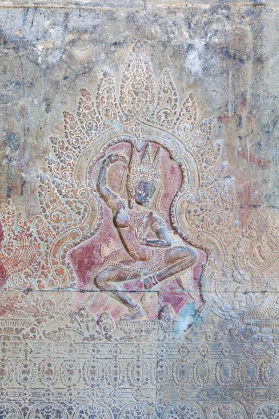 Rilievo di Apsara danzante sul muro occidentale esterno, Angkor Wat, Cambogia da Unbekannter Künstler