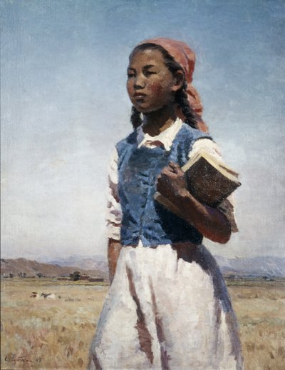 Figlia della Kirghizia sovietica, dipinto del 1948 di Semyon Chuikov, realismo socialista da Unbekannt