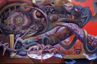 Dettaglio di un dipinto murale nell