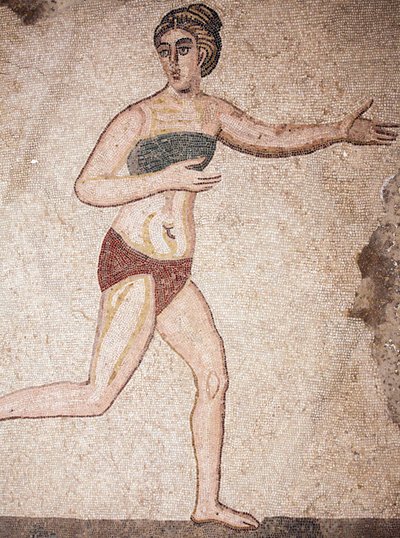 Dettaglio della Camera delle Dieci Fanciulle o del mosaico delle "Ragazze in Bikini". Corrente. III - IV secolo. Villa Romana del Casale, Sicilia. Sito UNESCO da Unbekannt