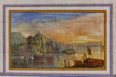 (dettaglio) della decorazione raffigurante un paesaggio, Sala Rossa, Appartamento Reale, Palazzo dei Normanni, Palermo, Sicilia, Italia da Unbekannter Künstler