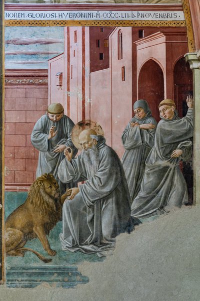 Dettaglio con San Girolamo che toglie la spina dalla zampa del leone, Cappella di San Girolamo da Unbekannter Künstler