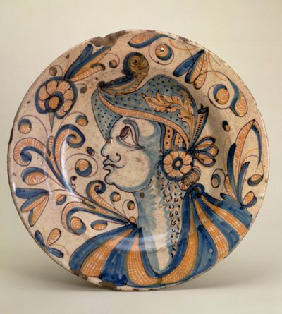 Piatto, con ritratto a mezzo busto, Talavera, fine XVI secolo da Unbekannt