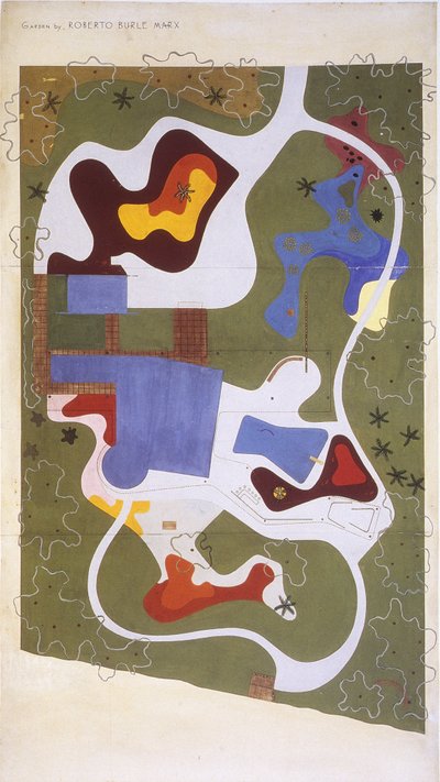 Disegno di un giardino creato da Roberto Burle Marx da Unbekannt