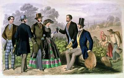 Società elegante alla vendemmia, c.1860-1870 (incisione) da Unbekannter Künstler