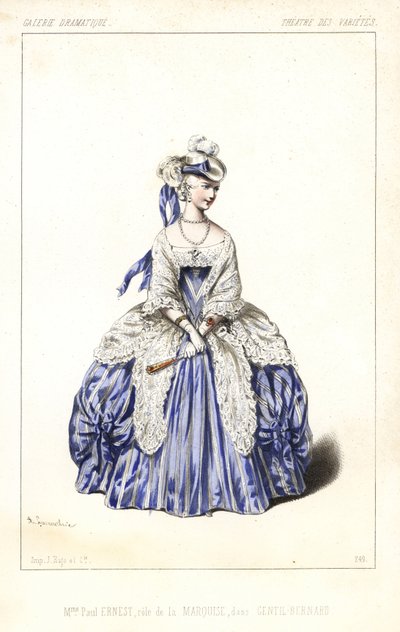 Attrice inglese Madame Paul Ernest come la Marchesa in Gentil Bernard da Unbekannter Künstler