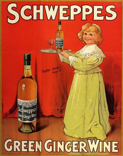 Manifesto pubblicitario inglese per le bevande analcoliche "Schweppes Green Ginger Wine" da Unbekannter Künstler