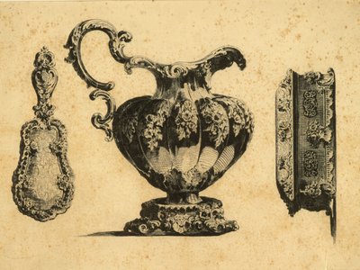 Incisione che raffigura tre accessori di bellezza del Principe Pavel (Paul) Grigoryevich Demidoff (1738-1821) da Unbekannt