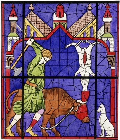 Facsimile di una vetrata della Cattedrale di Notre-Dame de Chartres che raffigura un macellaio da Unbekannter Künstler