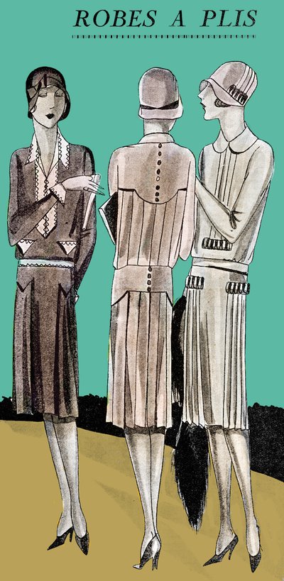 Moda: abiti da giorno plissettati nella primavera del 1928 da Unbekannter Künstler