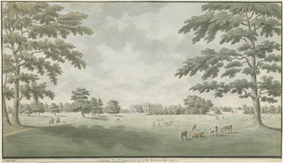 Fisherwick Hall: disegno ad acquerello, 1786 da Unbekannt